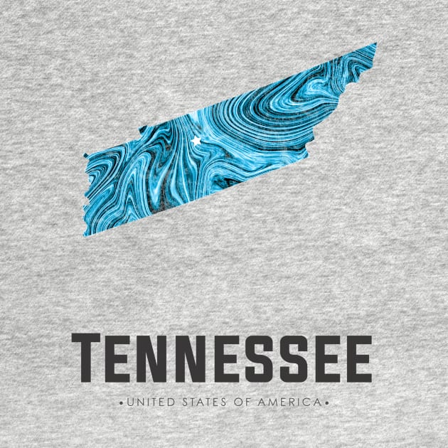 Tennessee state map abstract blue by StudioGrafiikka